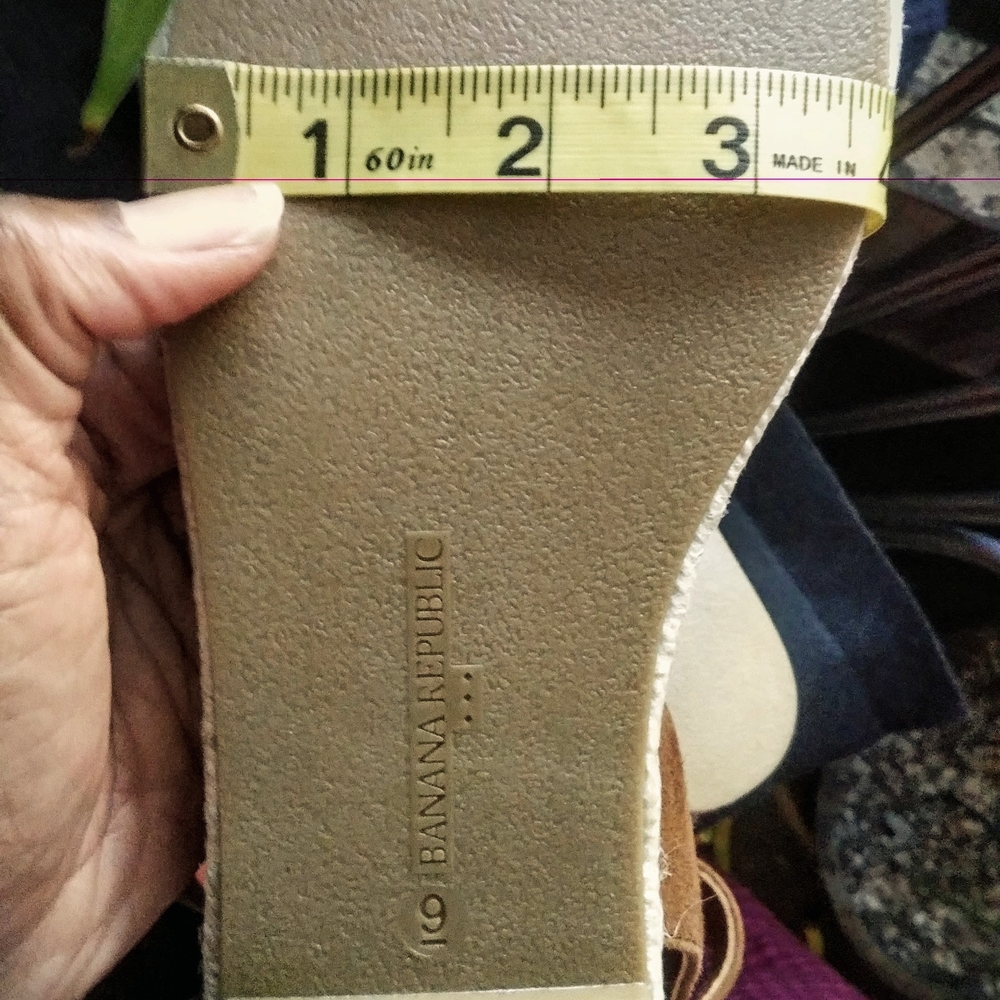 NWOT Banana Republic Factory Tan Espadrille Ankle-Strap Flats with Cream Toe - Picture 7 of 15